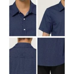 Lars Amadeus Men Short Sleeves Cotton Polka Dots Button Up Shirt -Refrigiwear Sale Shop GUEST cefcfc8a 0542 4d07 b21f 0e0795e82a8d