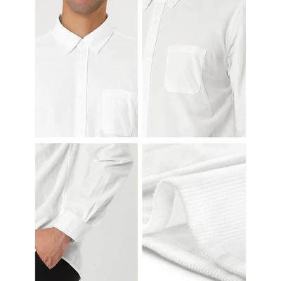 Lars Amadeus Men's Classic Regular Fit Long Sleeve Solid Color Point Collar Pockets Button Down Corduroy Shirts 5 Lars Amadeus Men's Classic Regular Fit Long Sleeve Solid Color Point Collar Pockets Button Down Corduroy Shirts - Image 5