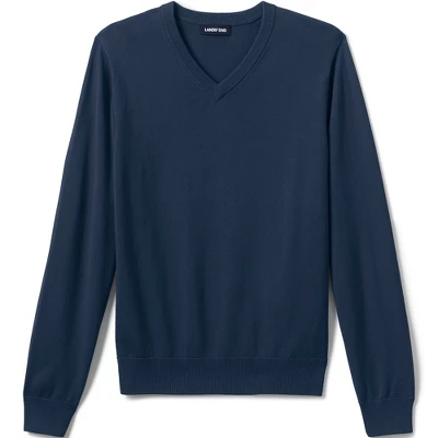 Lands' End School Uniform Men's Cotton Modal Fine Gauge V-neck Sweater 4 Lands' End School Uniform Men's Cotton Modal Fine Gauge V-neck Sweater - Image 4