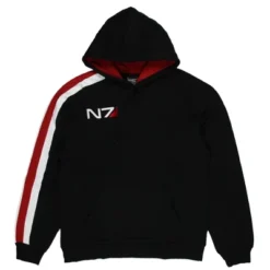 Mass Effect Men's N7 Logo Embroidered Gamer Pullover Hoodie