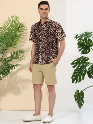 Lars Amadeus Men's Casual Summer Animal Leopard Printed Short Sleeves Button Shirts 2 Lars Amadeus Men's Casual Summer Animal Leopard Printed Short Sleeves Button Shirts - Image 2