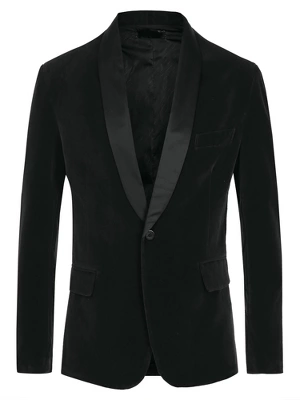 Lars Amadeus Men's Slim Fit One Button Shawl Lapel Wedding Tuxedo Velvet Blazer 6 Lars Amadeus Men's Slim Fit One Button Shawl Lapel Wedding Tuxedo Velvet Blazer - Image 6