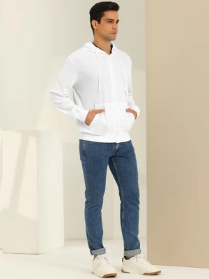 Lars Amadeus Men's Zip Up Long Sleeves Solid Color Knit Hooded Jackets 3 Lars Amadeus Men's Zip Up Long Sleeves Solid Color Knit Hooded Jackets - Image 3