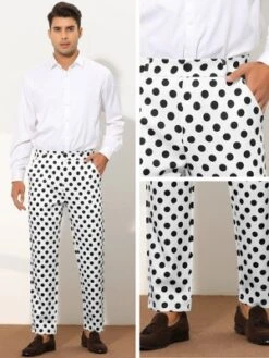 Lars Amadeus Men's Regular Fit Flat Front Polka Dots Printed Pants -Refrigiwear Sale Shop GUEST dc6c3b93 2220 4e17 af51 9131ed7548b0
