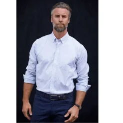 Cutter & Buck Stretch Oxford Stripe Mens Long Sleeve Dress Shirt