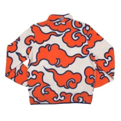 Naruto Orange Cloud Pattern White Men’s Zip-Up Fleece Jacket