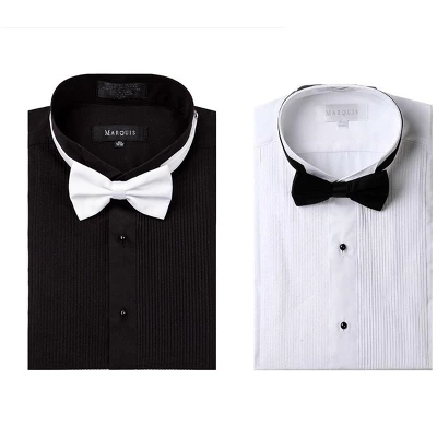 Marquis Wing Tip Collar Regular Fit Tuxedo Dress Shirt With Bow Tie 1 Marquis Wing Tip Collar Regular Fit Tuxedo Dress Shirt With Bow Tie