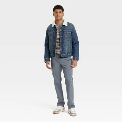 Men's Faux Shearling Lined Denim Trucker Jacket - Goodfellow & Co™ Blue 2 Men's Faux Shearling Lined Denim Trucker Jacket - Goodfellow & Co™ Blue - Image 2