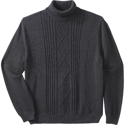 Liberty Blues Men's Big & Tall ™ Shoreman's Cable Knit Turtleneck Sweater 3 Liberty Blues Men's Big & Tall ™ Shoreman's Cable Knit Turtleneck Sweater - Image 3