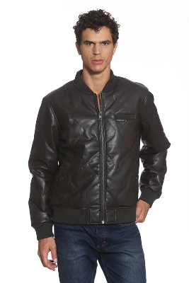 Members Only Men's Faux Leather Oval Quilted Bomber 3 Members Only Men's Faux Leather Oval Quilted Bomber - Image 3
