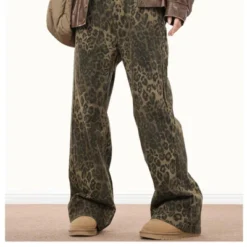 Clotth Mens Leopard Print Jeans - Y2k Vintage Leopard Aesthetic Baggy Denim Pants, Streetwear Loose Straight Wide-leg Trousers, Leopard -Refrigiwear Sale Shop GUEST ed8137ab 43dd 44d9 a609 5174516f7018