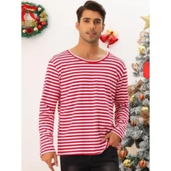 Lars Amadeus Men's Casual Basic Crew Neck Long Sleeves Pullover Striped T-Shirt