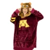 Plushible NCAA Minnesota Golden Gophers Wearable Blanket Hoodie And Goldy Mascot Pillow