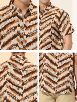 Lars Amadeus Men's Irregular Geometric Shirt Color Block Short Sleeves Button Down Summer Shirts -Refrigiwear Sale Shop GUEST f73c1797 55e7 43d5 aadb 44faa98b5155