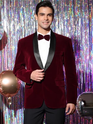 Lars Amadeus Men's Slim Fit One Button Shawl Lapel Wedding Tuxedo Velvet Blazer 1 Lars Amadeus Men's Slim Fit One Button Shawl Lapel Wedding Tuxedo Velvet Blazer