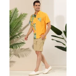 Lars Amadeus Men's Hawaiian Shirt Short Sleeves Summer Patchwork Floral Leaf Shirts -Refrigiwear Sale Shop GUEST fe6c268e 7ce6 4f1a 9bc2 3df0073eb99f