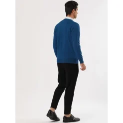 Lars Amadeus Men's Solid Color Knitted Long Sleeves V Neck Pullover Sweater -Refrigiwear Sale Shop GUEST fef65ec1 fa0d 4a23 8461 5eac0150ef52